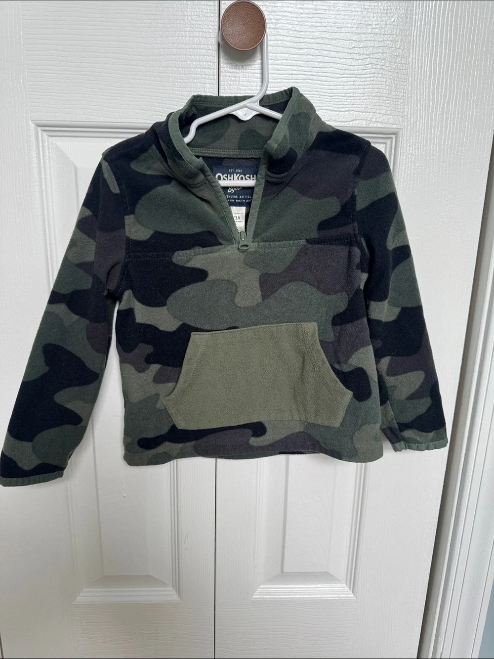 OshKosh B'gosh Green Camo Quarter-Zip Fleece Pullover